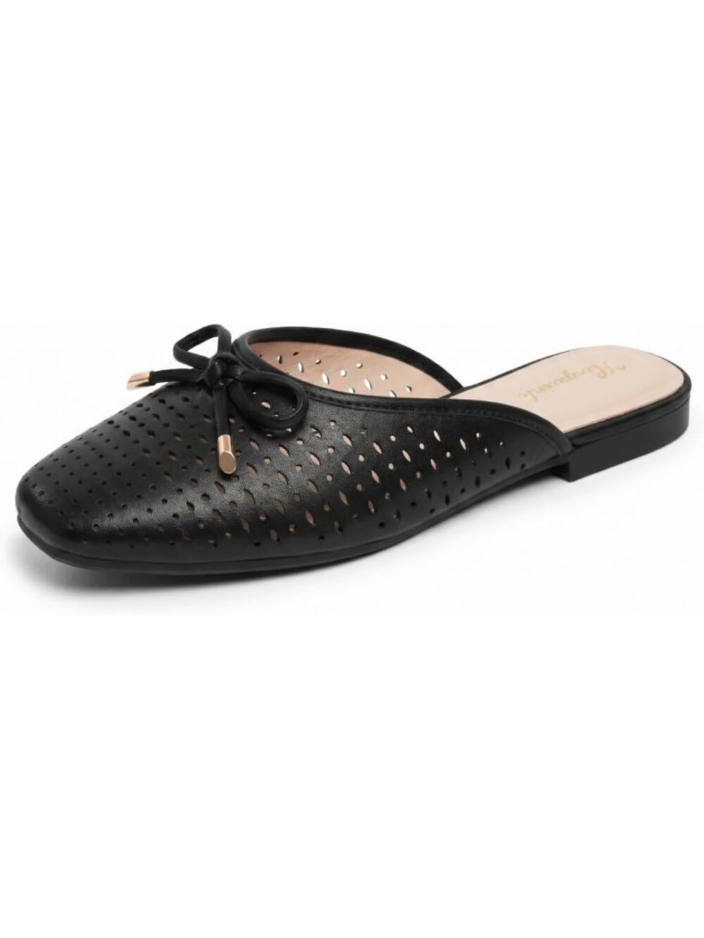 Women's Summer Black Comfortable Closed Toe Casual Mules Slip On Flats Shoes